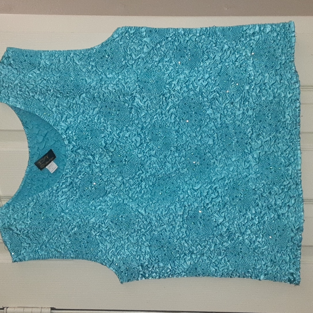 DT collection turquoise sequin blouse